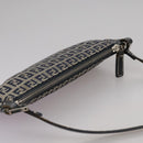 FENDI Zucchino Canvas Shoulder Bag Navy Silver Auth 101961-6