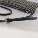 FENDI Zucchino Canvas Shoulder Bag Navy Silver Auth 101961-8