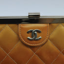 CHANEL Gamaguchi Hand Bag Patent leather Orange CC Auth 101965-14