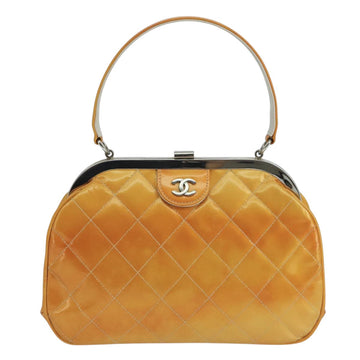 CHANEL Gamaguchi Hand Bag Patent leather Orange CC Auth 101965 - 0