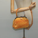 CHANEL Gamaguchi Hand Bag Patent leather Orange CC Auth 101965-22