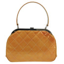 CHANEL Gamaguchi Hand Bag Patent leather Orange CC Auth 101965-3