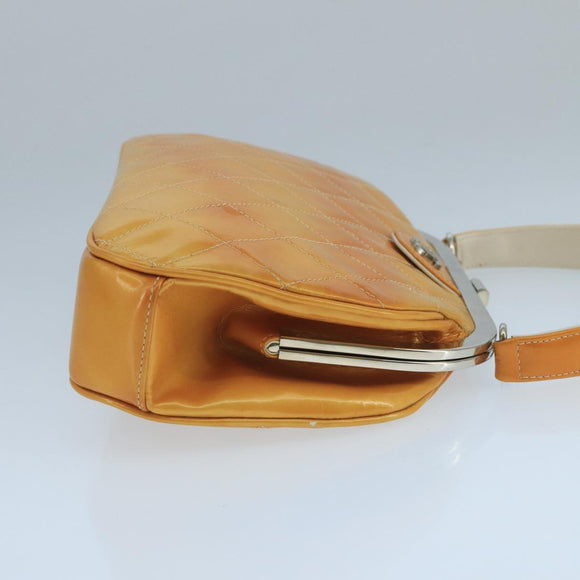 CHANEL Gamaguchi Hand Bag Patent leather Orange CC Auth 101965