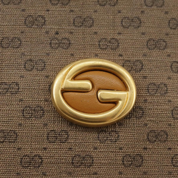 GUCCI Micro GG Supreme Shoulder Bag PVC Beige Brown Gold Auth 101967