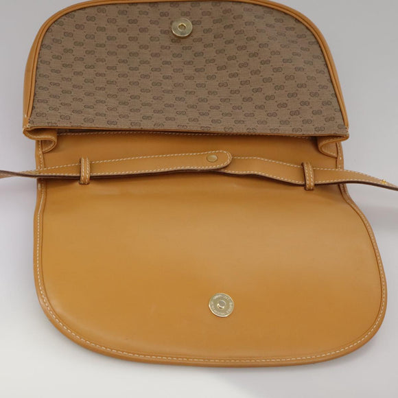 GUCCI Micro GG Supreme Shoulder Bag PVC Beige Brown Gold Auth 101967