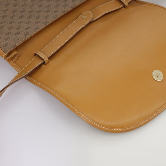 GUCCI Micro GG Supreme Shoulder Bag PVC Beige Brown Gold Auth 101967