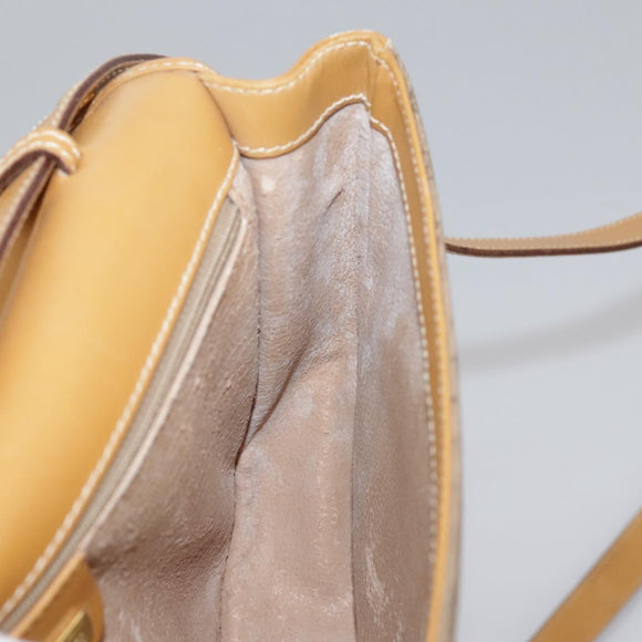 GUCCI Micro GG Supreme Shoulder Bag PVC Beige Brown Gold Auth 101967