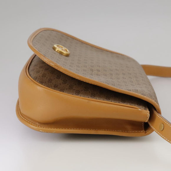 GUCCI Micro GG Supreme Shoulder Bag PVC Beige Brown Gold Auth 101967