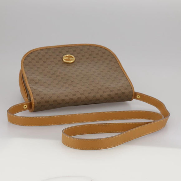GUCCI Micro GG Supreme Shoulder Bag PVC Beige Brown Gold Auth 101967