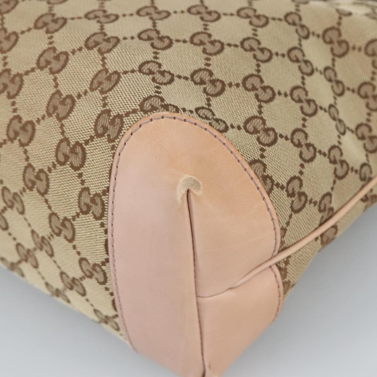 GUCCI GG Canvas Tote Bag Beige Pink Gold 308604 Auth 101970