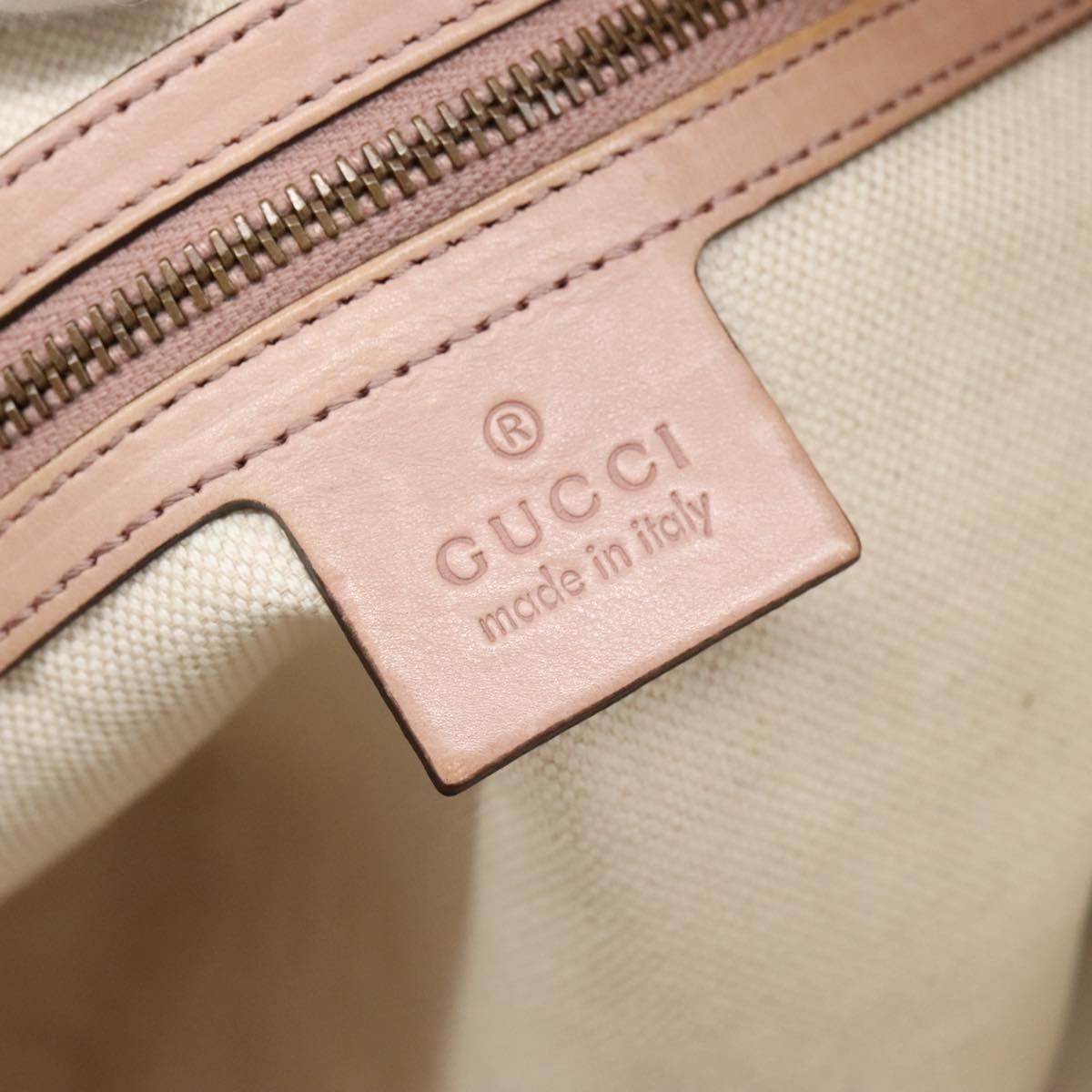 GUCCI GG Canvas Tote Bag Beige Pink Gold 308604 Auth 101970