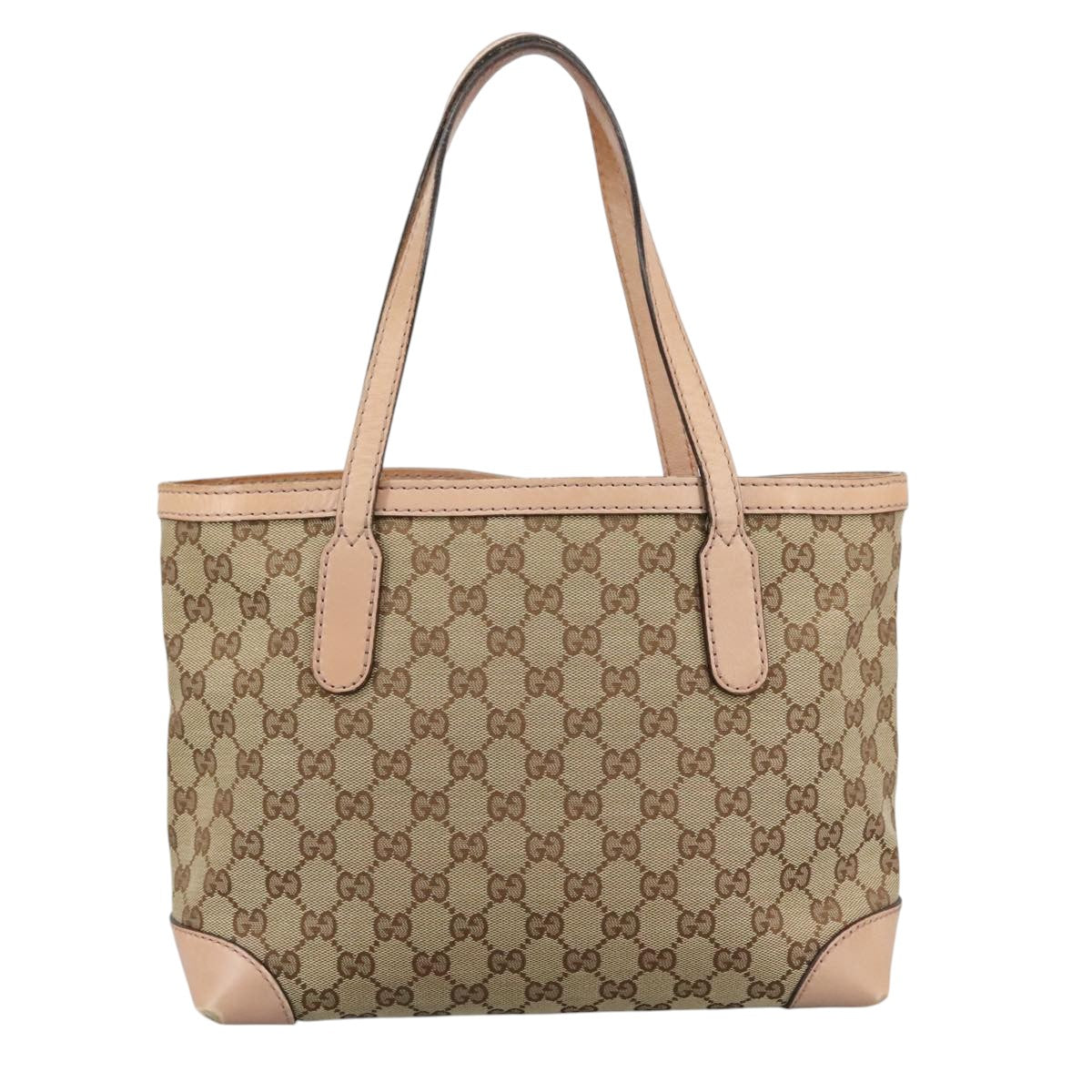 GUCCI GG Canvas Tote Bag Beige Pink Gold 308604 Auth 101970