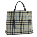 BURBERRY Nova Check Hand Bag Wool Gray Auth 101983-1