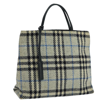 BURBERRY Nova Check Hand Bag Wool Gray Auth 101983