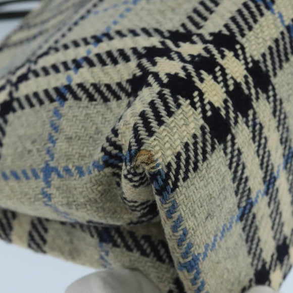 BURBERRY Nova Check Hand Bag Wool Gray Auth 101983