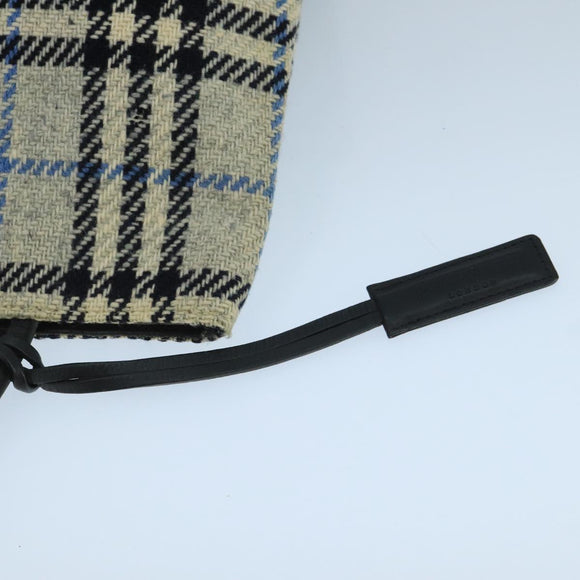 BURBERRY Nova Check Hand Bag Wool Gray Auth 101983