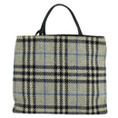 BURBERRY Nova Check Hand Bag Wool Gray Auth 101983-13