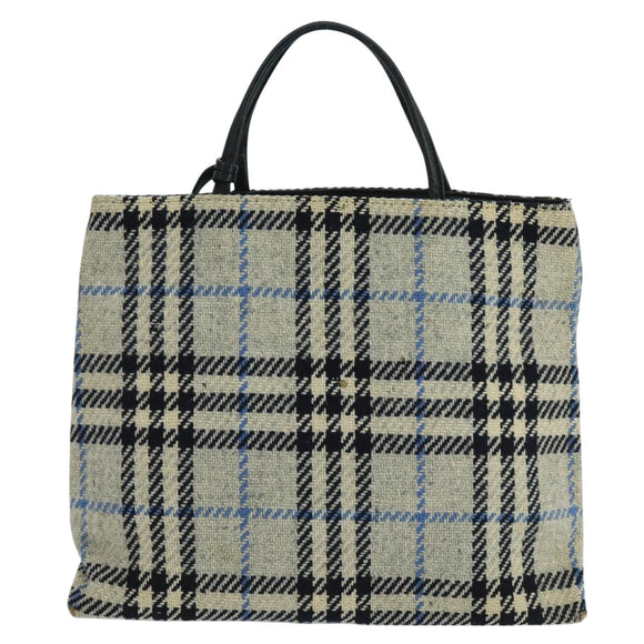 BURBERRY Nova Check Hand Bag Wool Gray Auth 101983