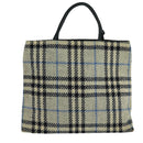 BURBERRY Nova Check Hand Bag Wool Gray Auth 101983-2