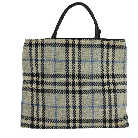 BURBERRY Nova Check Hand Bag Wool Gray Auth 101983