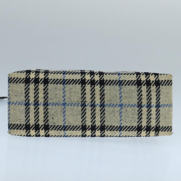 BURBERRY Nova Check Hand Bag Wool Gray Auth 101983