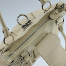 Salvatore Ferragamo Gancini Hand Bag Leather White Silver Auth 101988-10