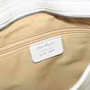 Salvatore Ferragamo Gancini Hand Bag Leather White Silver Auth 101988-12