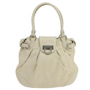 Salvatore Ferragamo Gancini Hand Bag Leather White Silver Auth 101988-13