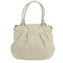 Salvatore Ferragamo Gancini Hand Bag Leather White Silver Auth 101988-2