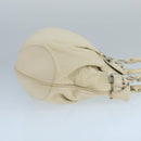 Salvatore Ferragamo Gancini Hand Bag Leather White Silver Auth 101988-3