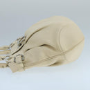 Salvatore Ferragamo Gancini Hand Bag Leather White Silver Auth 101988-4