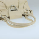 Salvatore Ferragamo Gancini Hand Bag Leather White Silver Auth 101988-7