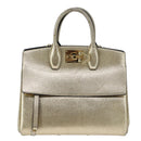 Salvatore Ferragamo Hand Bag Leather 2way Gold Auth 102010-13