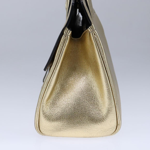 Salvatore Ferragamo Hand Bag Leather 2way Gold Auth 102010