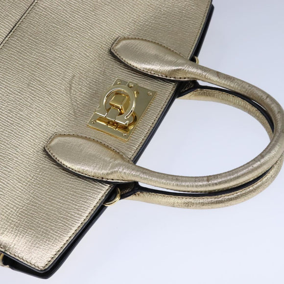 Salvatore Ferragamo Hand Bag Leather 2way Gold Auth 102010