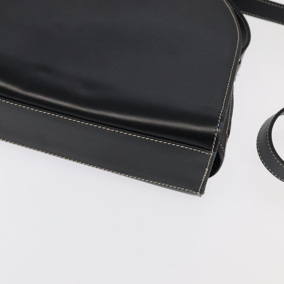 Christian Dior Shoulder Bag Leather Black Gold Auth 102014