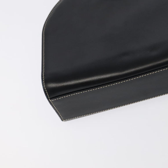 Christian Dior Shoulder Bag Leather Black Gold Auth 102014