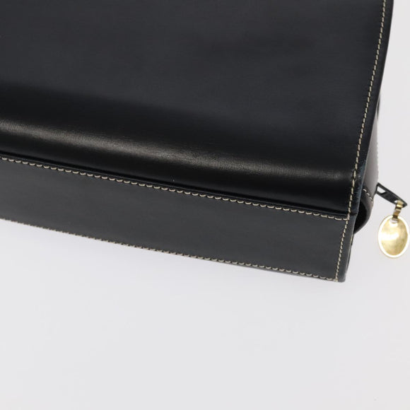 Christian Dior Shoulder Bag Leather Black Gold Auth 102014