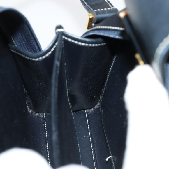 Christian Dior Shoulder Bag Leather Black Gold Auth 102014