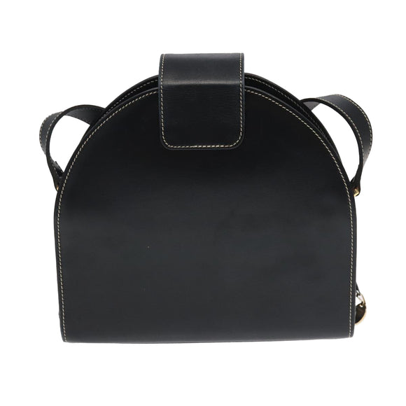 Christian Dior Shoulder Bag Leather Black Gold Auth 102014