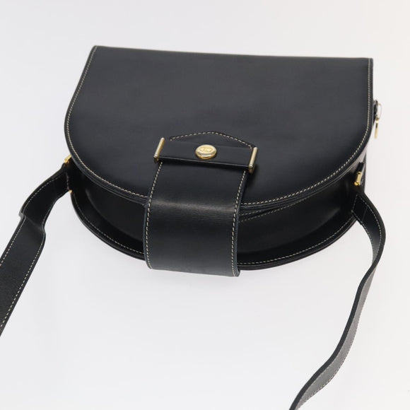 Christian Dior Shoulder Bag Leather Black Gold Auth 102014