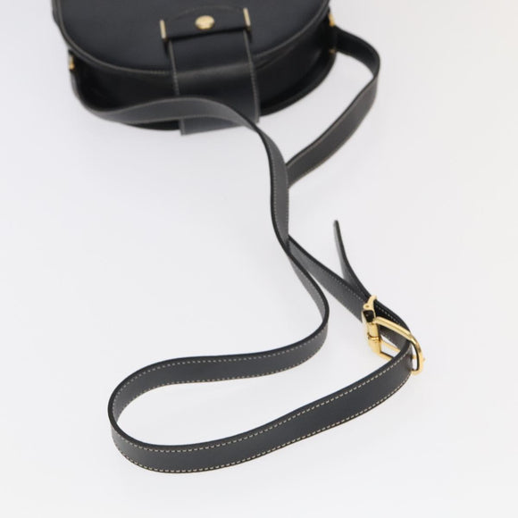 Christian Dior Shoulder Bag Leather Black Gold Auth 102014