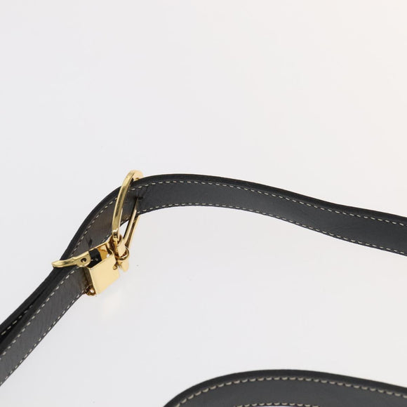 Christian Dior Shoulder Bag Leather Black Gold Auth 102014