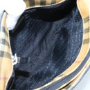 BURBERRY Nova Check Hand Bag Coated Canvas Beige Black Silver Auth 102020-11