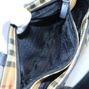 BURBERRY Nova Check Hand Bag Coated Canvas Beige Black Silver Auth 102020-12