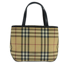 BURBERRY Nova Check Hand Bag Coated Canvas Beige Black Silver Auth 102020-2