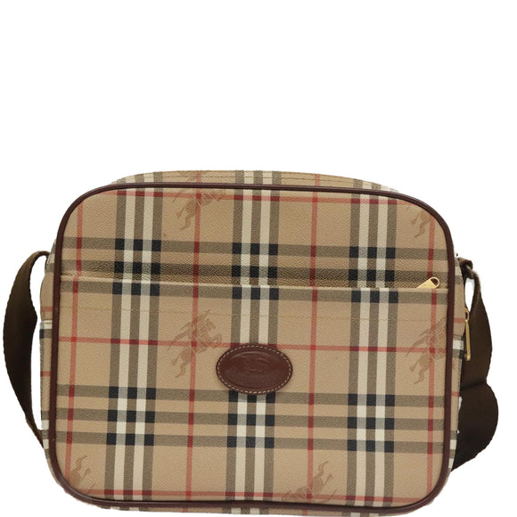 Burberrys Nova Check Shoulder Bag PVC Leather Beige Auth 102021