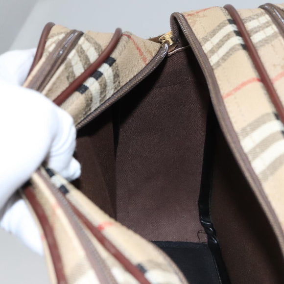 Burberrys Nova Check Shoulder Bag PVC Leather Beige Auth 102021