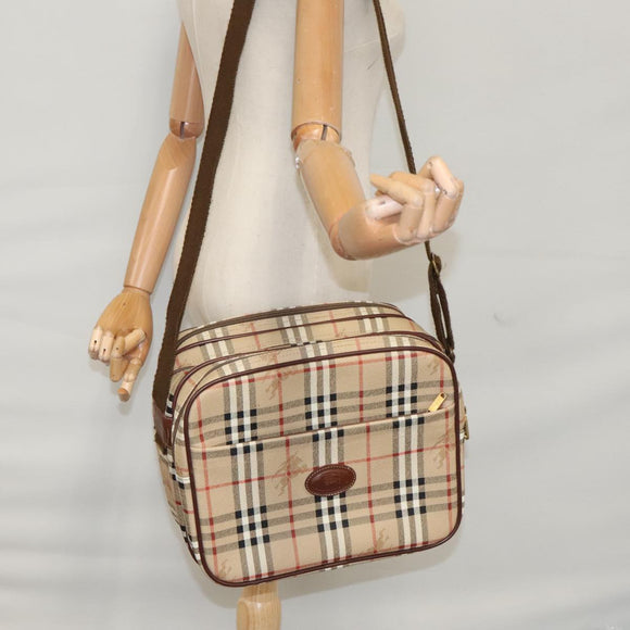 Burberrys Nova Check Shoulder Bag PVC Leather Beige Auth 102021