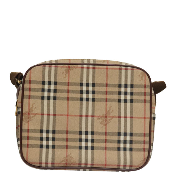 Burberrys Nova Check Shoulder Bag PVC Leather Beige Auth 102021